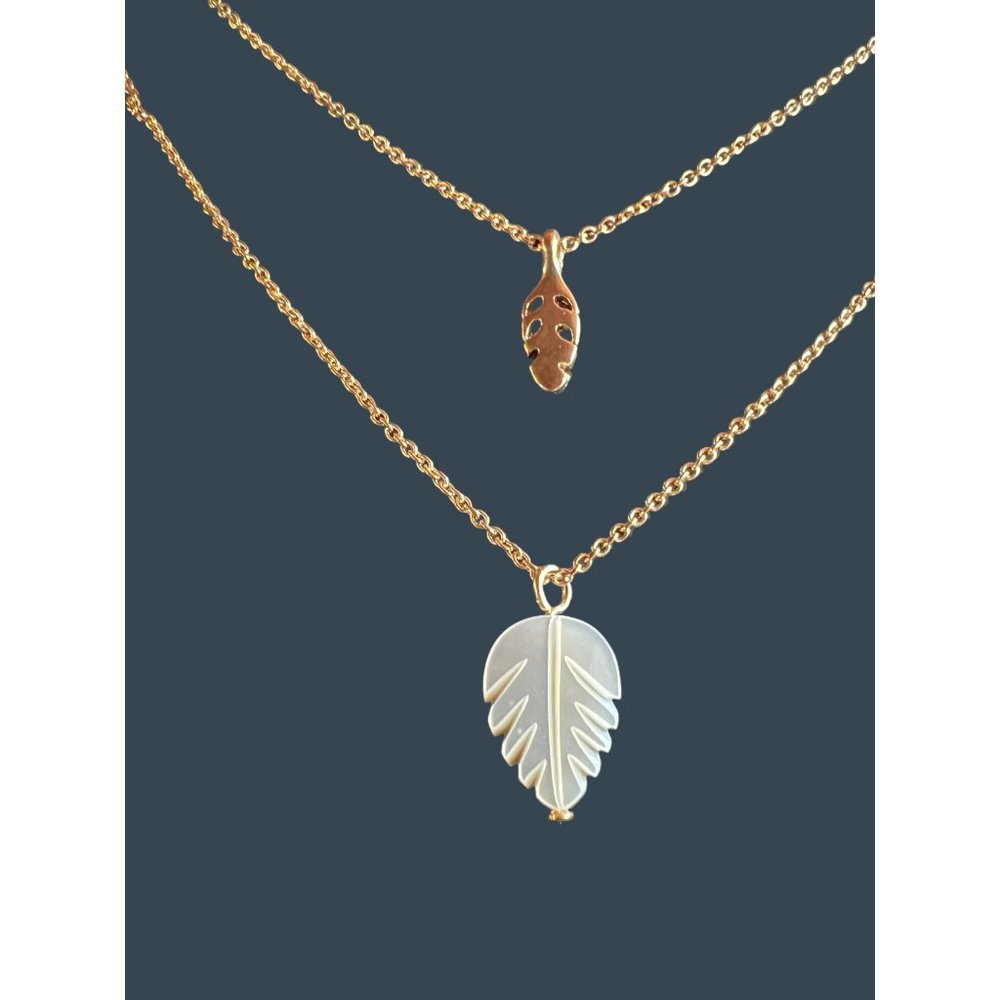 GH Bass Co Necklace Leaf Double Strand Layered Adjustable - Picture 4 of 11